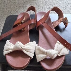 MIA Brown Sandals with Cream Bow